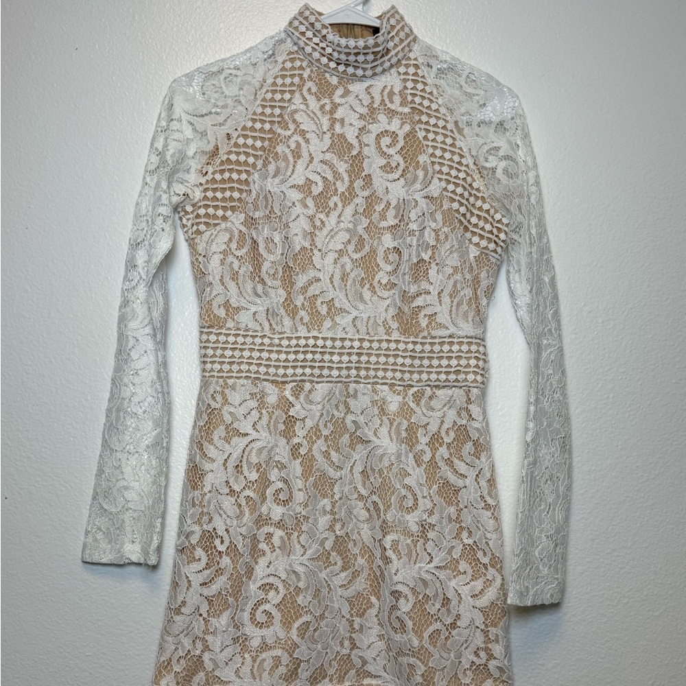 PrettyLittleThing Cream Lace Detail Dress